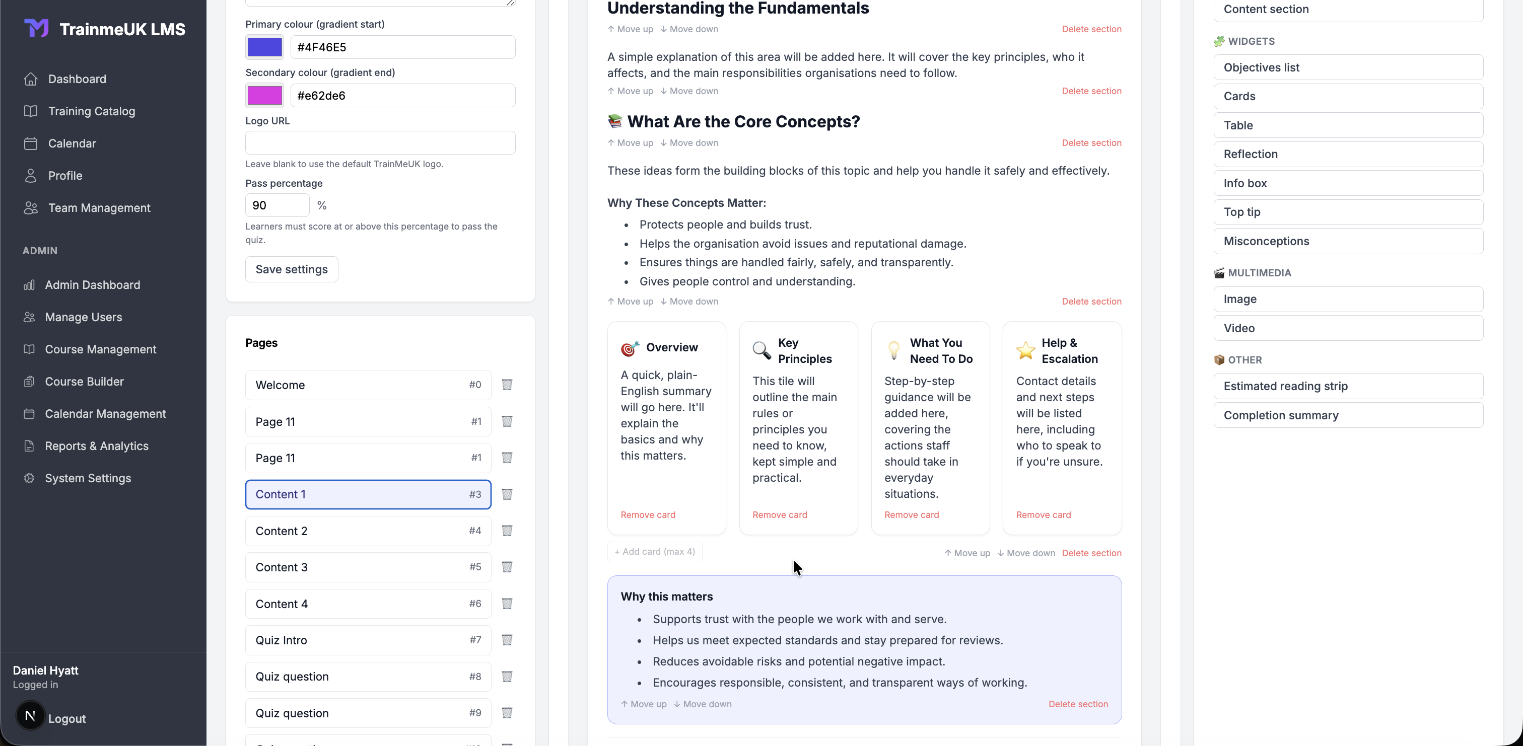 Course Builder Canvas