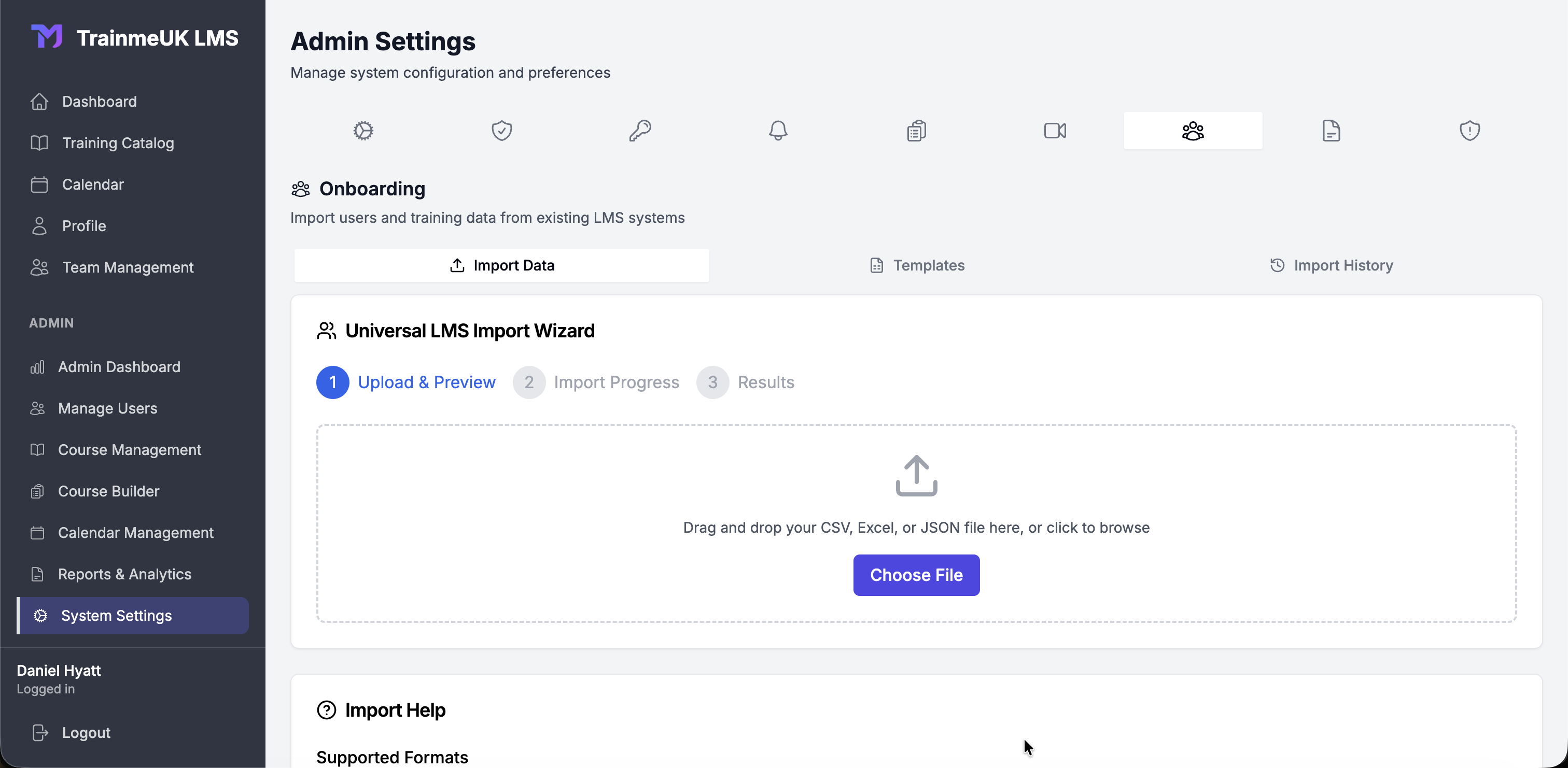 Open the onboarding tool