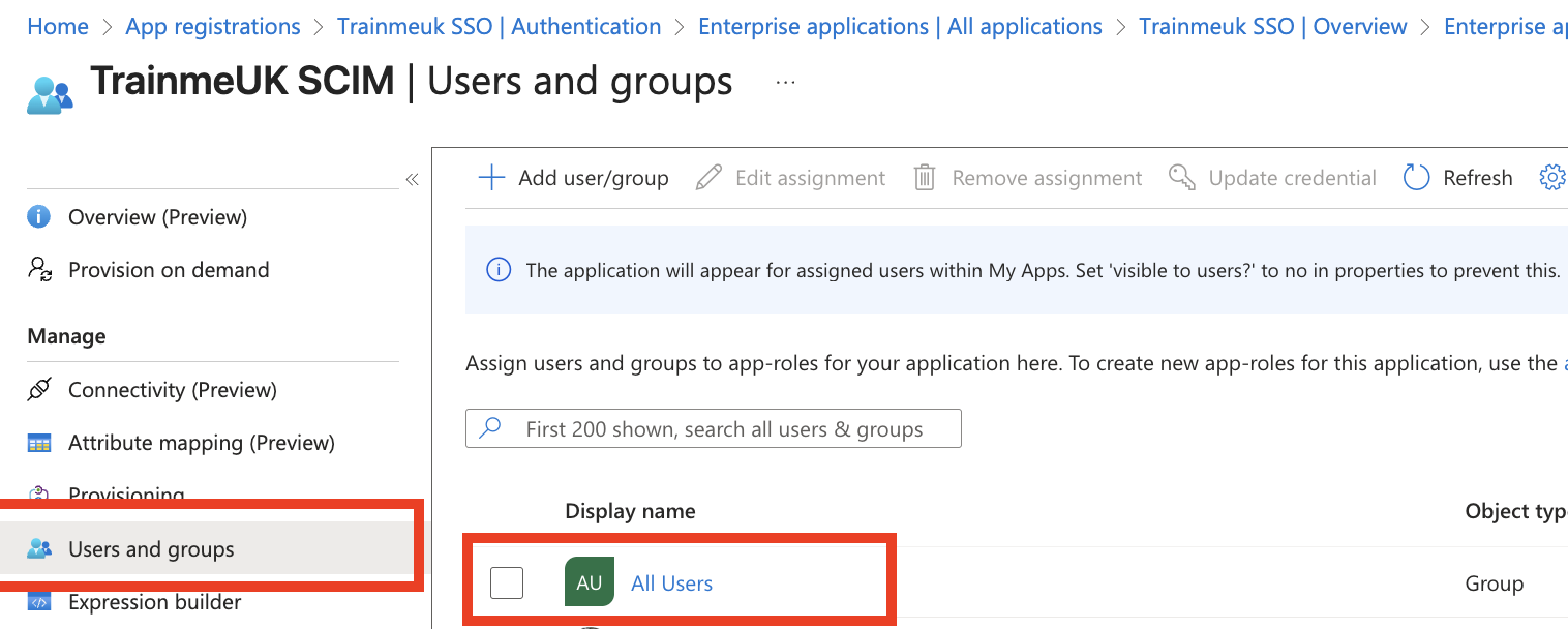 Assign users and groups for SCIM provisioning