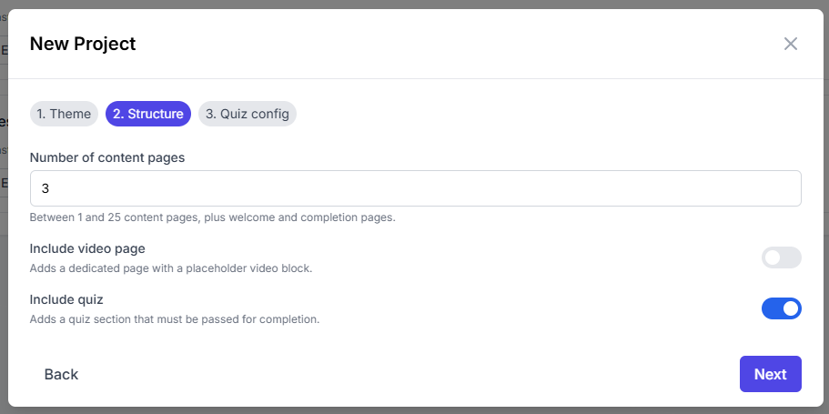 New Project wizard - Step 2