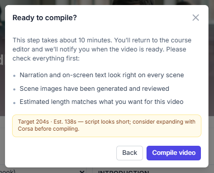 Ready to compile? confirmation dialog