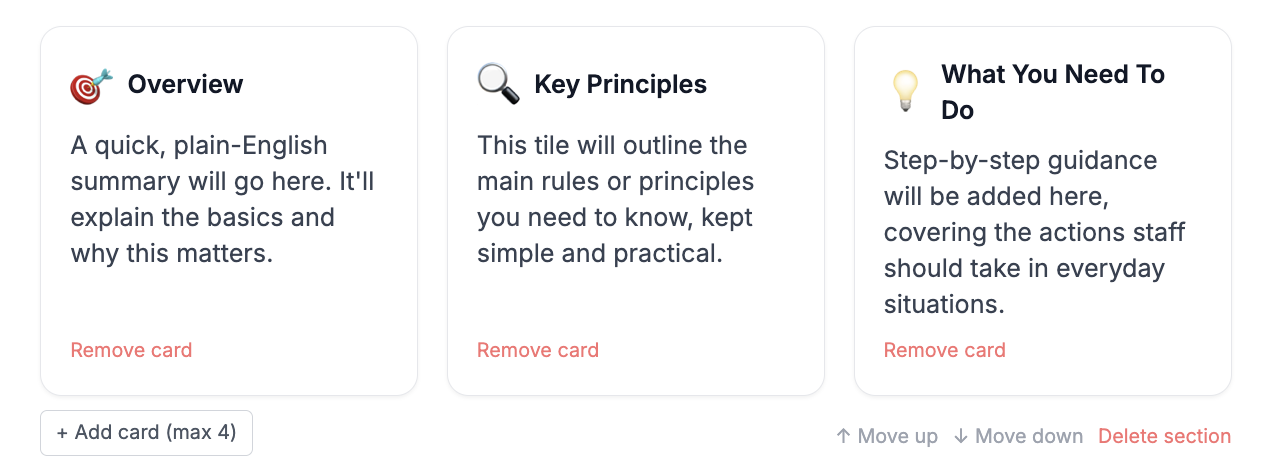 Course Builder Cards Widget - Interactive card components